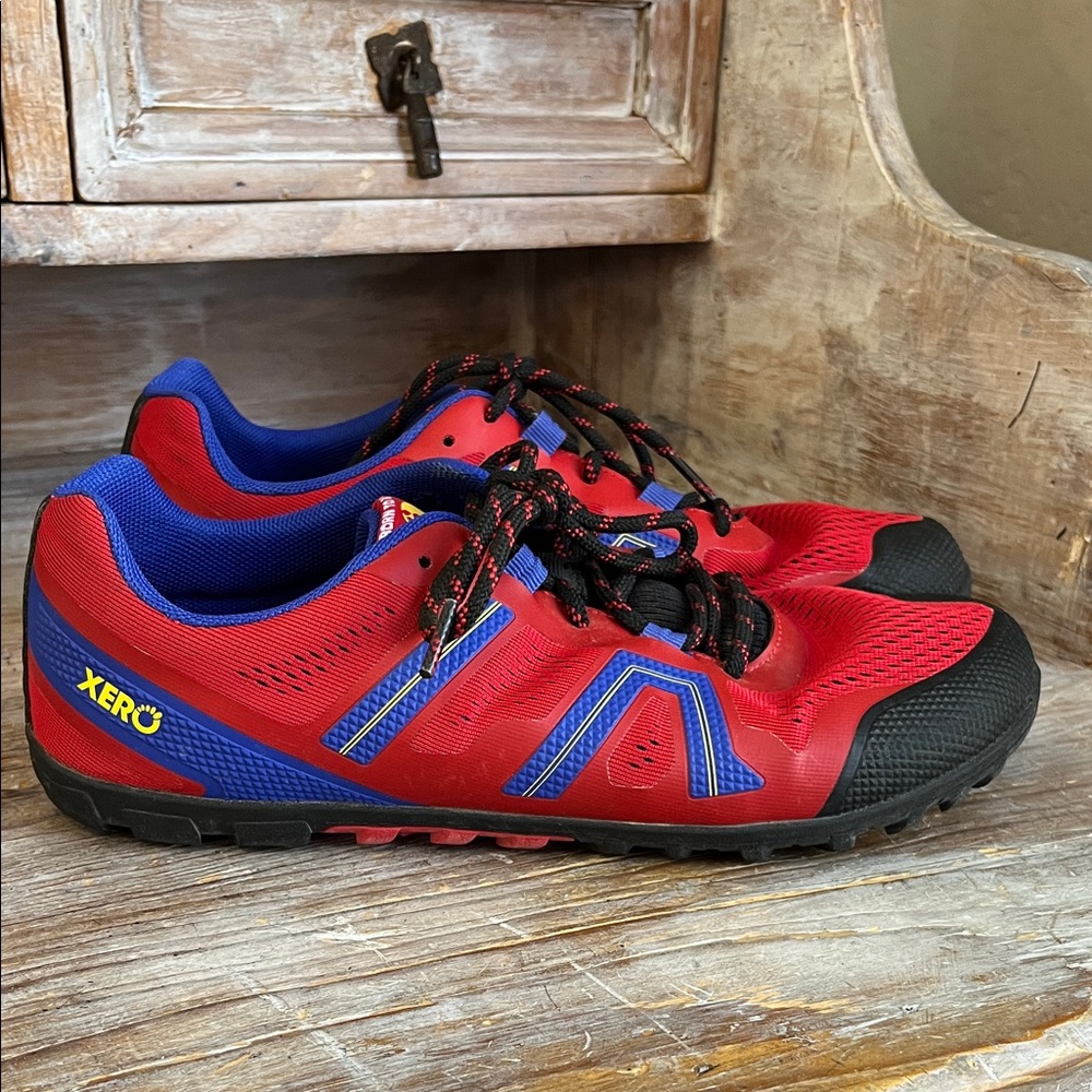 ❤️ Xero Shoes Mesa Trail 2 Shoes Size 9 Red Blue Black Barefoot Running Mesh